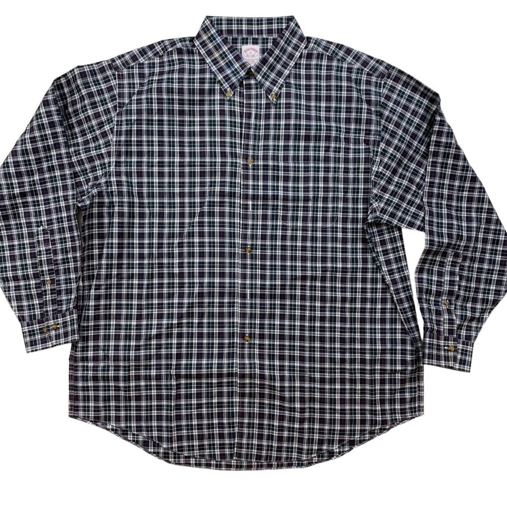 Brooks Brothers Non Iron Tartan plaid dress/casual Shirt Men's XL
